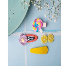 JEWELZ Set Of 4 Hair Clip Accessories For Women (Multicolored, OS)